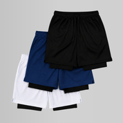 KIT 3 BERMUDAS DRY FIT COMPRESSÃO 2 EM 1