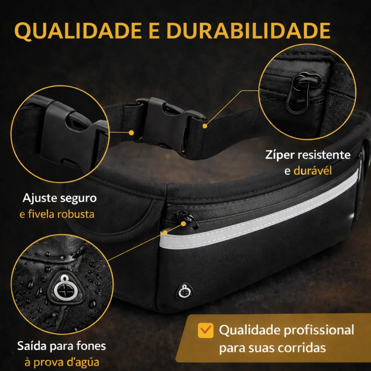 RUN BELT - Compacta, Segura e Resistente à água.