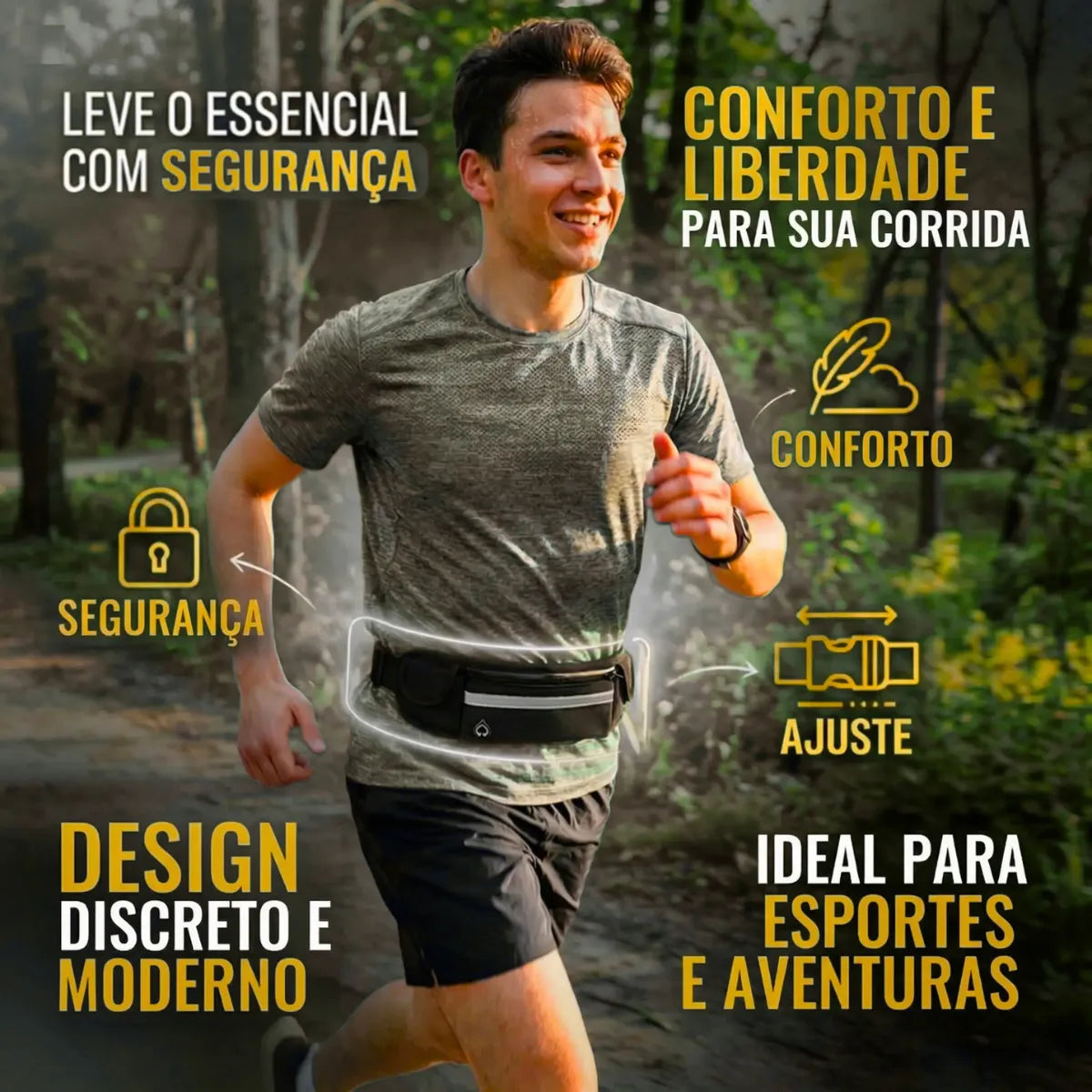 RUN BELT - Compacta, Segura e Resistente à água.