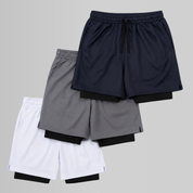 KIT 3 BERMUDAS DRY FIT COMPRESSÃO 2 EM 1