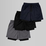 KIT 3 BERMUDAS DRY FIT COMPRESSÃO 2 EM 1