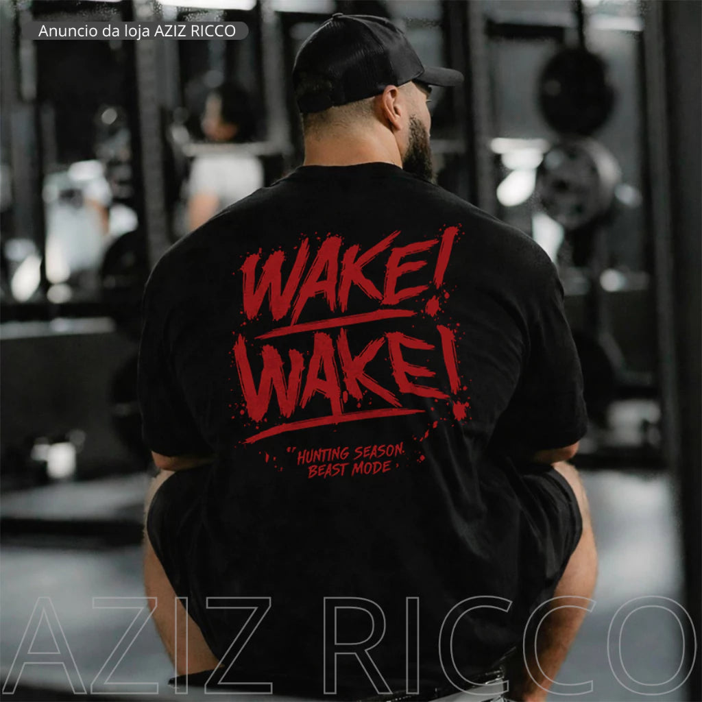 Camiseta Oversized WAKE WAKE Treino 100% Algodão Streetwear