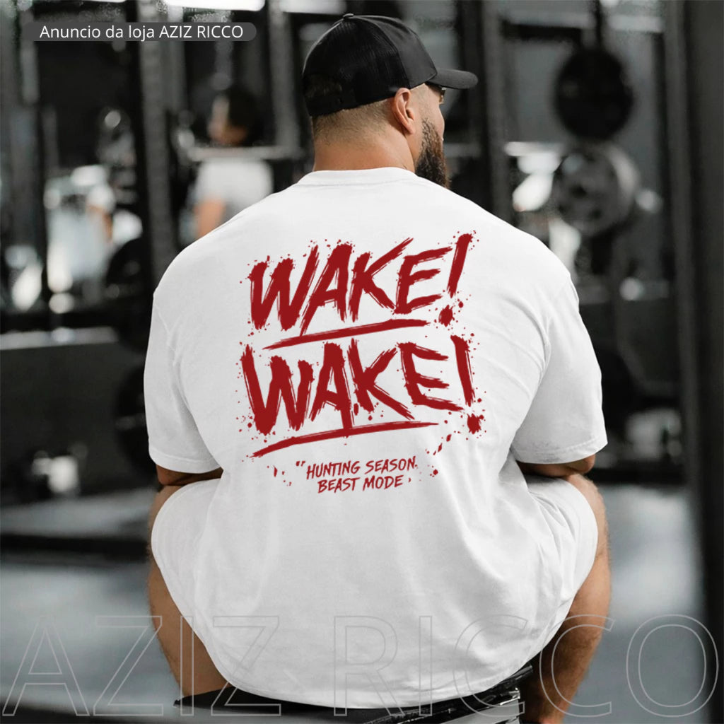 Camiseta Oversized WAKE WAKE Treino 100% Algodão Streetwear