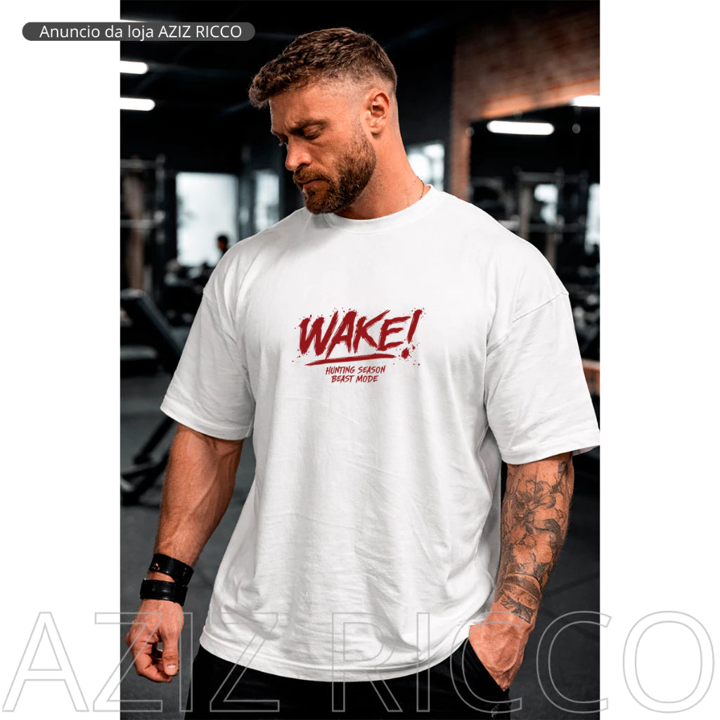 Camiseta Oversized WAKE WAKE Treino 100% Algodão Streetwear